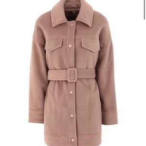 NEW Topshop Mink pocket belted shacket jacket brown 8